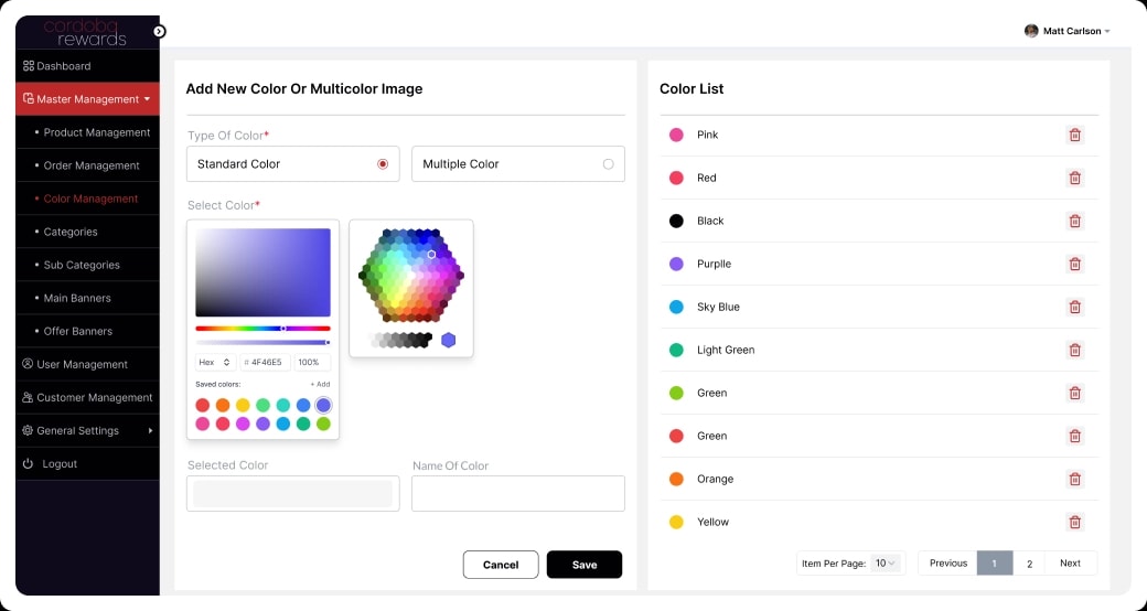 Rewards Platform Color Options