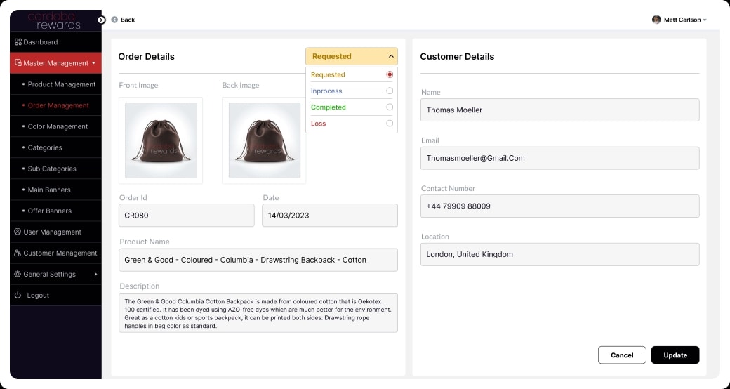 Rewards Platform Order Details