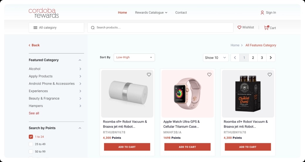 Rewards Platform Product Listing
