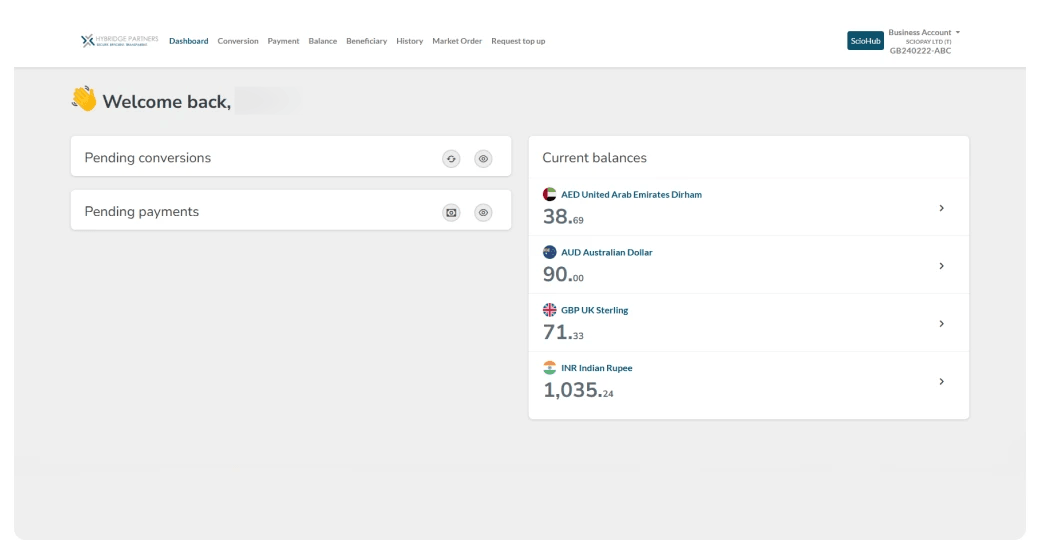 FX broker platform dashboard