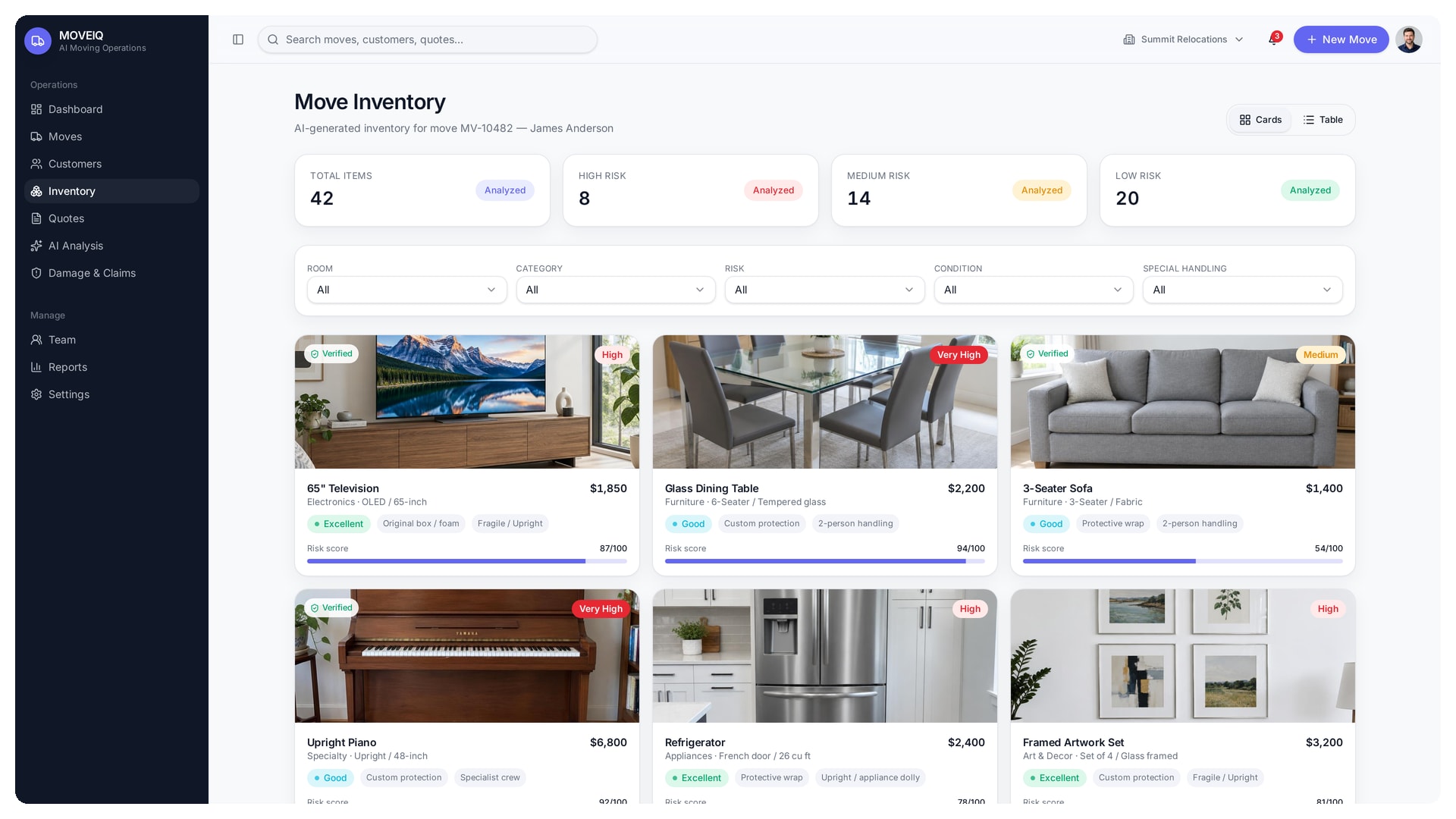 Pre move inspections software inventory
