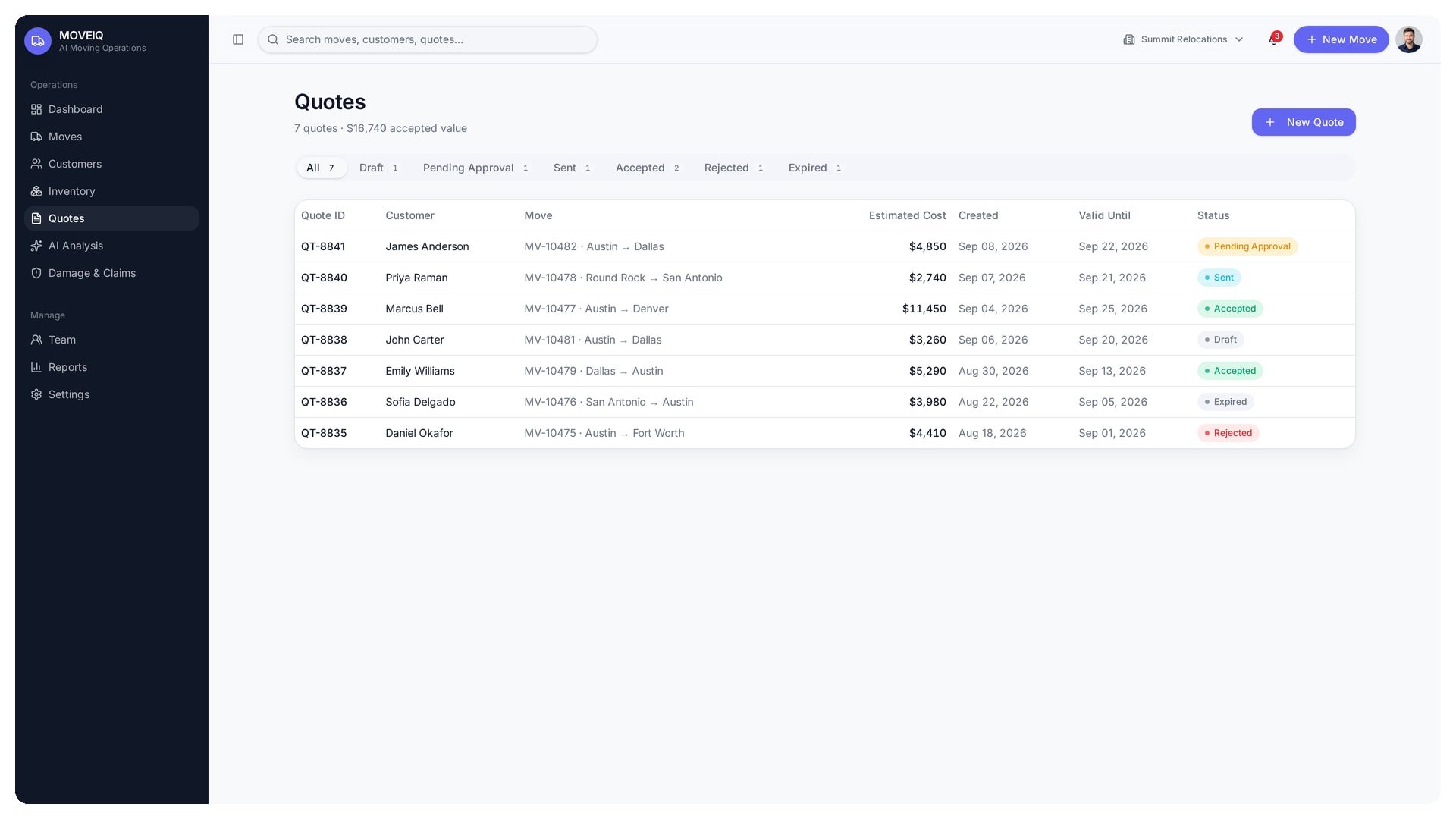 Pre move inspections software quotes